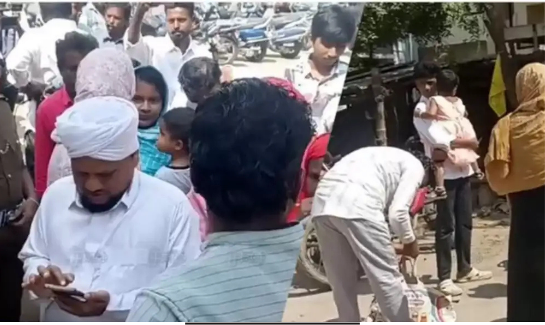 திருப்பரங்குன்றம் மலை அருகே அசைவ உணவு கொண்டு வந்தவர்களை போலீசார் சோதனை செய்து தடுத்த காட்சி