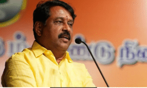 தி.மு.க., இல்லாத தமிழகம் மக்களின் கனவு என பா.ஜ., தலைவர் நயினார் நாகேந்திரன் பேசும் காட்சி