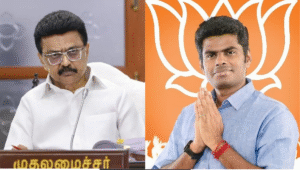 திமுக அரசு நிறைவேற்றிய வாக்குறுதிகள் குறித்து அண்ணாமலை குற்றம்சாட்டும் காட்சி