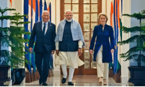 இந்தியா–ஐரோப்பிய யூனியன் தடையற்ற வர்த்தக ஒப்பந்தம் கையெழுத்து நிகழ்வு