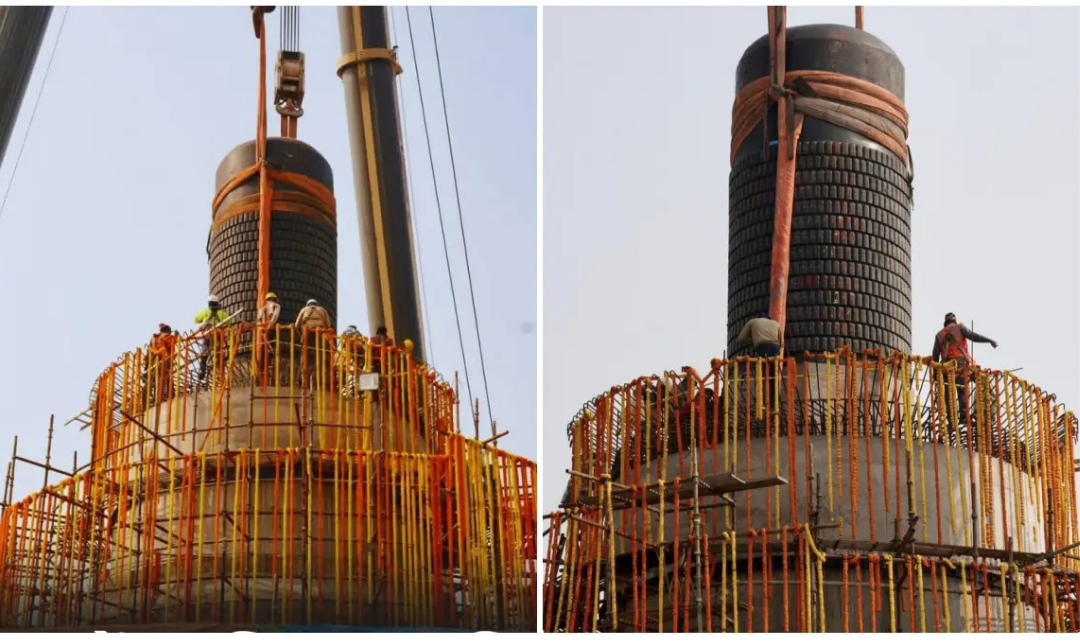 பீஹாரின் மோதிஹாரியில் ராமாயண கோவிலில் நிறுவப்பட்ட தமிழகத்தில் தயாரான 33 அடி உயர பிரமாண்ட சிவலிங்கம்.