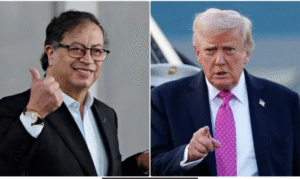 கொலம்பியா அதிபர் குஸ்டாவோ பெட்ரோ அமெரிக்க அதிபர் டிரம்புக்கு எதிராக கடுமையாக பேசும் காட்சி