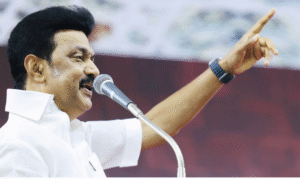 காரைக்குடி அரசு நிகழ்ச்சியில் உரையாற்றும் முதல்வர் ஸ்டாலின்