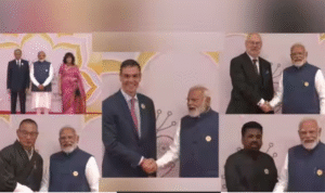 டில்லி பாரத மண்டபத்தில் நடைபெற்ற ஏஐ மாநாட்டில் உலக தலைவர்கள் பங்கேற்ற நிகழ்வு.