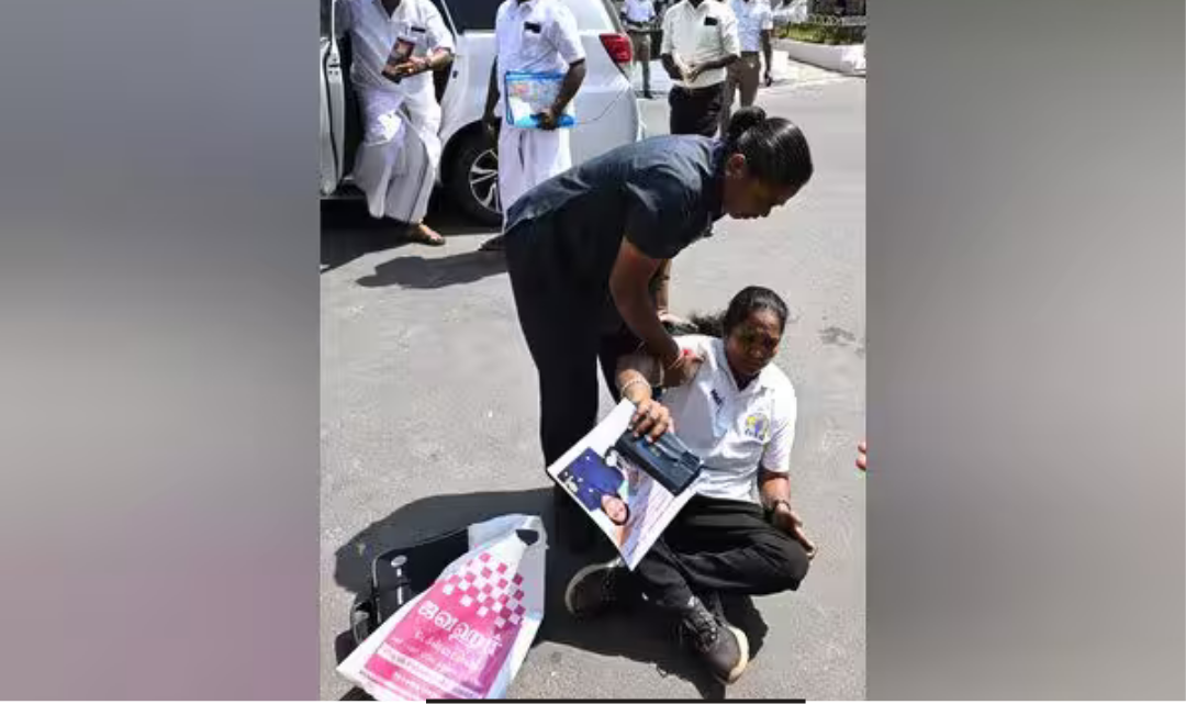 தலைமை செயலக வளாகத்தில் தர்ணா போராட்டத்தில் ஈடுபட்ட தடகள பயிற்சியாளர் தீபா