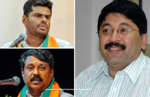 அரசியல் கட்சித் தலைவர்கள் செய்தியாளர்களை சந்திக்கும் காட்சி