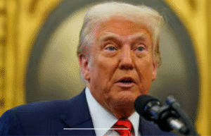 அமெரிக்க அதிபர் டிரம்ப் உரையாற்றும் காட்சி