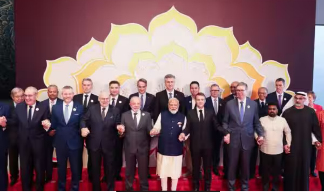 டில்லி பாரத் மண்டபத்தில் நடைபெற்ற சர்வதேச ஏஐ உச்சி மாநாட்டின் நிறைவு நிகழ்ச்சி காட்சி.