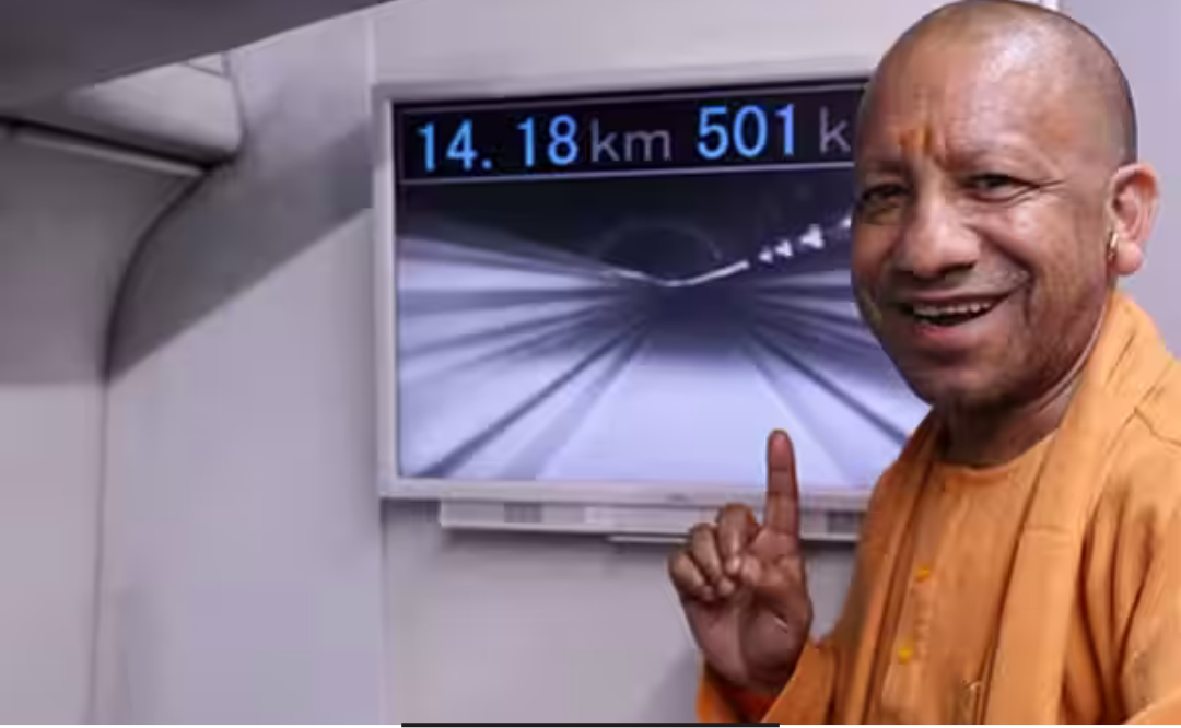 ஜப்பானின் 500 கி.மீ வேக மேக்லேவ் புல்லட் ரயிலில் பயணம் செய்யும் யோகி ஆதித்யநாத் மற்றும் ரயிலின் உள் அமைப்பு.