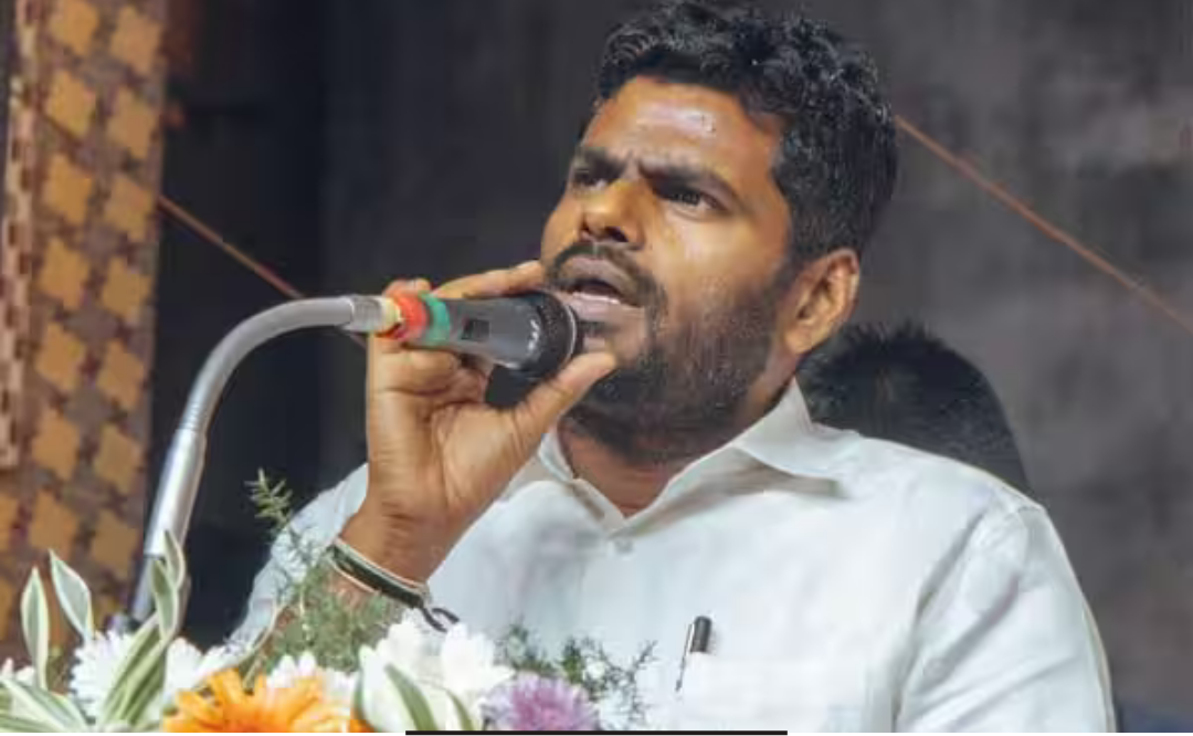 சென்னையில் செய்தியாளர் சந்திப்பில் பேசும் அண்ணாமலை மற்றும் நடிகர் விஜய் புகைப்படம்.