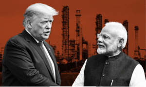 இந்தியா-அமெரிக்கா வர்த்தக ஒப்பந்தத்திற்கு இணைந்த அறிக்கை வெளியிடப்பட்ட சமர்ப்பண காட்சி