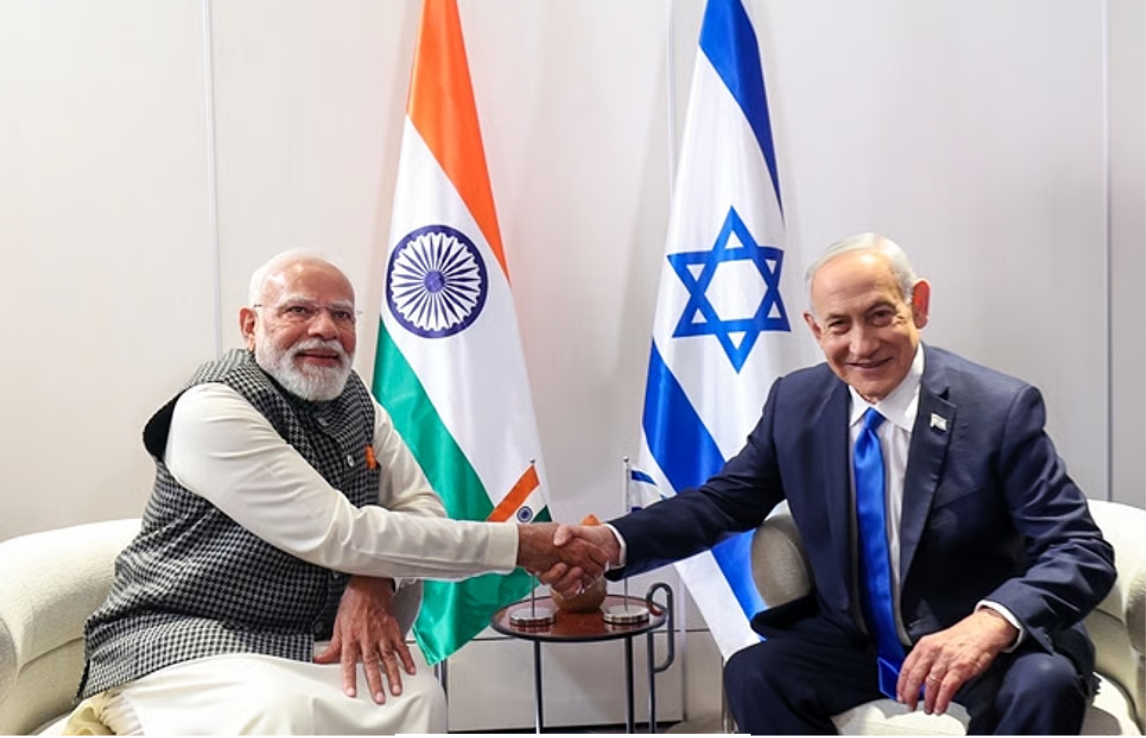 ஜெருசலேமில் இந்தியா–இஸ்ரேல் ஒப்பந்த கையெழுத்து நிகழ்வில் பிரதமர் மோடி மற்றும் நெதன்யாகு.