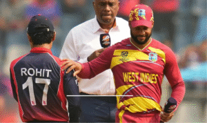 டி20 உலகக் கோப்பை போட்டியில் நேபாளத்தை வீழ்த்திய மேற்கு இந்தியத் தீவுகள் அணி.