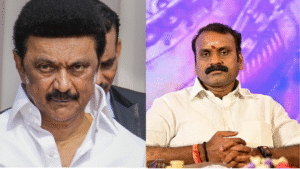 மத்திய அமைச்சர் எல். முருகன், திமுக அரசின் செயல்களை விமர்சித்து பேச்சு நடத்துகிறார்.