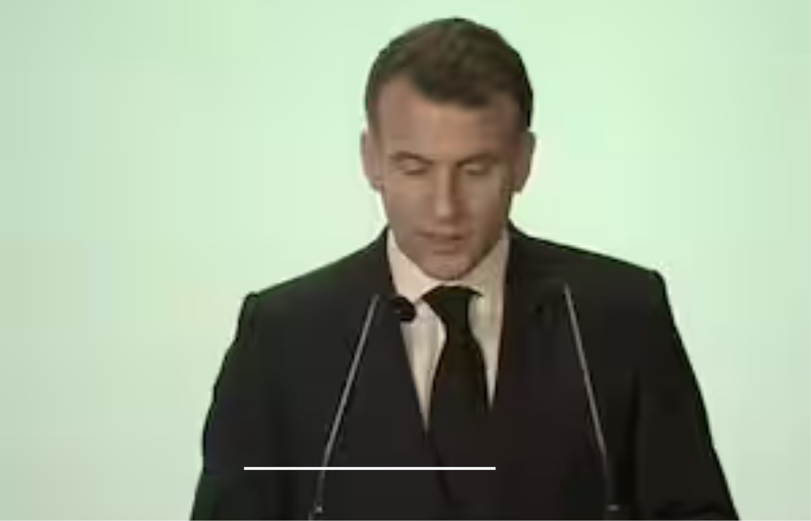 இந்தியா–பிரான்ஸ் கூட்டமைப்பு நிகழ்ச்சியில் பிரான்ஸ் அதிபர் மேக்ரான் மற்றும் பிரதமர் மோடி உரையாற்றும் காட்சி.