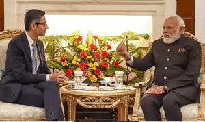 டில்லியில் பிரதமர் நரேந்திர மோடியை சந்தித்து பேசும் கூகுள் சிஇஓ சுந்தர் பிச்சை.