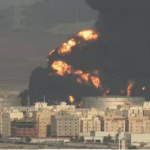 சவுதி அரேபியாவில் உள்ள அராம்கோ எண்ணெய் சுத்திகரிப்பு நிலையம்.