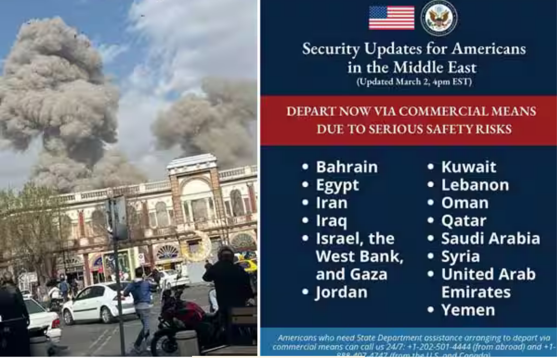 மத்திய கிழக்கு போர் பதற்றம் காரணமாக அமெரிக்கர்கள் வெளியேறுமாறு அறிவுறுத்தல்.