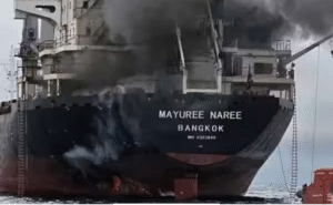 ஹார்முஸ் ஜலசந்தி அருகே தாக்குதல் நடத்தப்பட்ட இந்தியா நோக்கி சென்ற சரக்கு கப்பல் சம்பவம்.