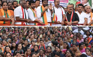 கோவையில் நடைபெற்ற ஆர்ப்பாட்டத்தில் உரையாற்றும் அண்ணாமலை மற்றும் கூட்டம்