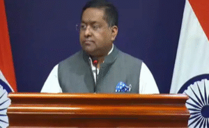 பாகிஸ்தான் அணு ஆயுத குற்றச்சாட்டு குறித்து இந்திய வெளியுறவு அமைச்சகம் விளக்கம் அளிக்கும் காட்சி