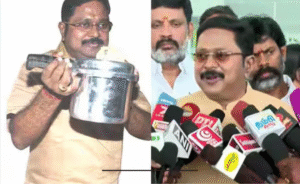 சென்னையில் செய்தியாளர்களிடம் பேசும் அமமுக தலைவர் தினகரன் காட்சி