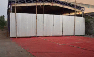 கரூர் பகுதியில் அமைக்கப்பட்ட தற்காலிக ஷெட்கள் மற்றும் தேர்தல் சூழ்நிலை காட்சி