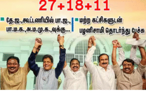 அதிமுக அலுவலகத்தில் கூட்டணி தலைவர்கள் முன்னிலையில் தொகுதி பங்கீடு அறிவிக்கும் இபிஎஸ்