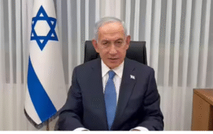 ஈரான் தொடர்பான ஒப்பந்தம் குறித்து கருத்து தெரிவிக்கும் இஸ்ரேல் பிரதமர் பெஞ்சமின் நெதன்யாகு