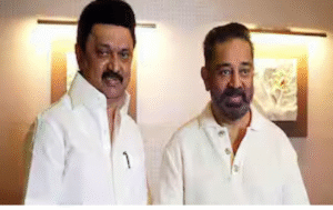 மு.க. ஸ்டாலின் மற்றும் கமல்ஹாசன் சந்திப்பு தொடர்பான அரசியல் செய்தி படம்