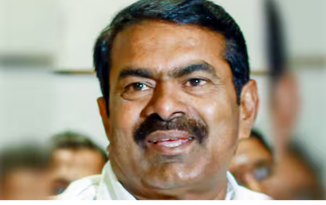 வேலூரில் பிரசாரம் செய்யும் சீமான் மற்றும் அவரது உரை தொடர்பான செய்தி படம்