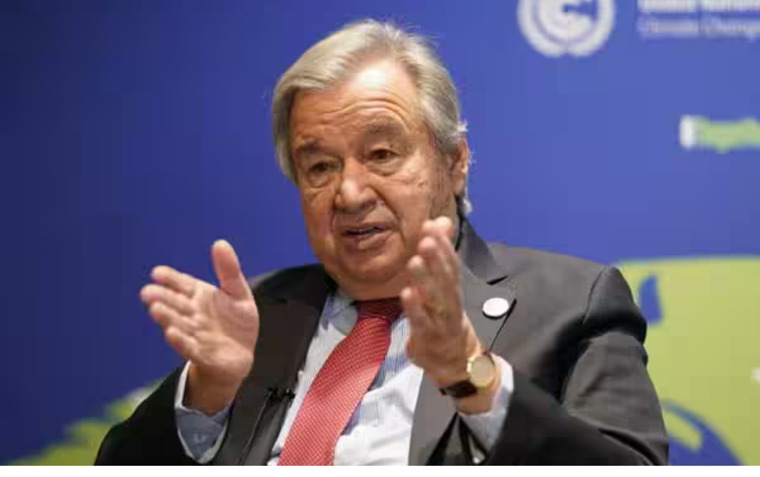 ஐநா பொதுச்செயலாளர் ஈரான் குறித்து எச்சரிக்கை விடுக்கும் காட்சி