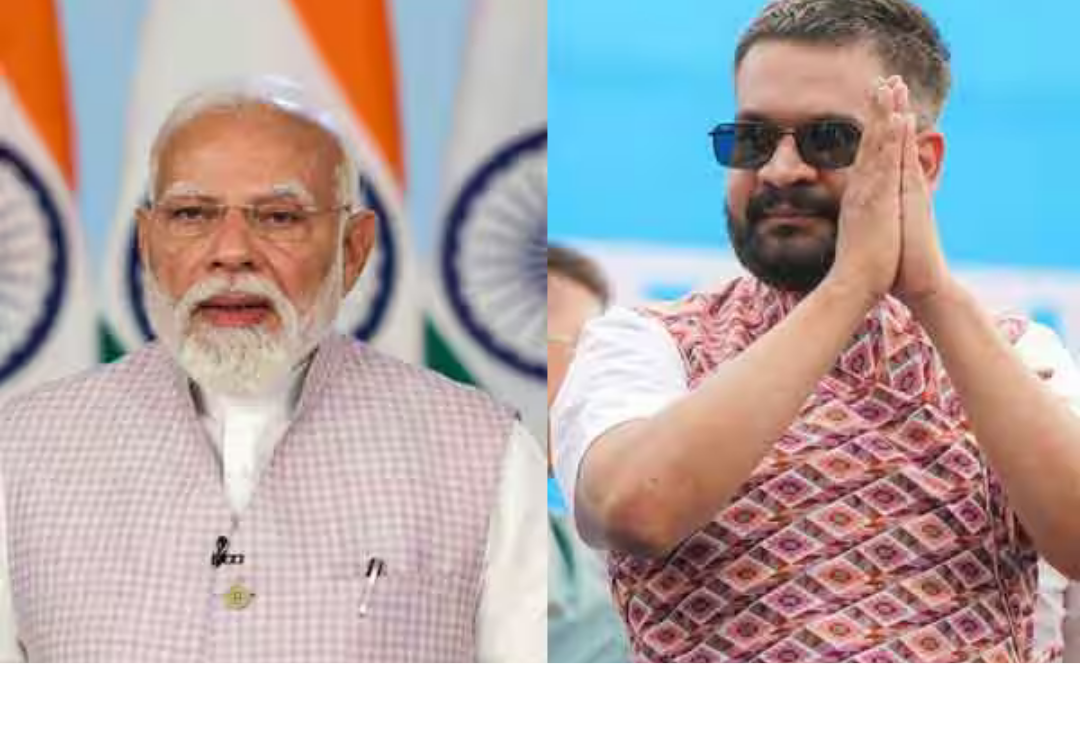 நேபாள பிரதமர் பாலேந்திர ஷா மற்றும் இந்திய பிரதமர் மோடி இடையிலான நட்பு மற்றும் ஒத்துழைப்பை குறிக்கும் காட்சி