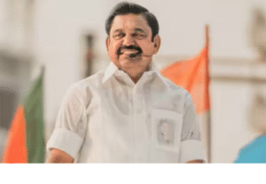 சென்னையில் தேர்தல் பிரசாரத்தில் பேசும் பழனிசாமி, திமுக மீது விமர்சனம் செய்கிற காட்சி