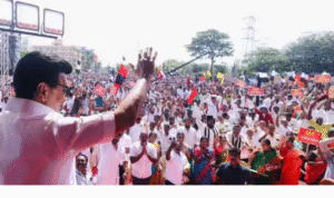 திருச்சி தேர்தல் பொதுக்கூட்டத்தில் உரையாற்றும் முதல்வர் ஸ்டாலின் – அரசியல் உரை காட்சி