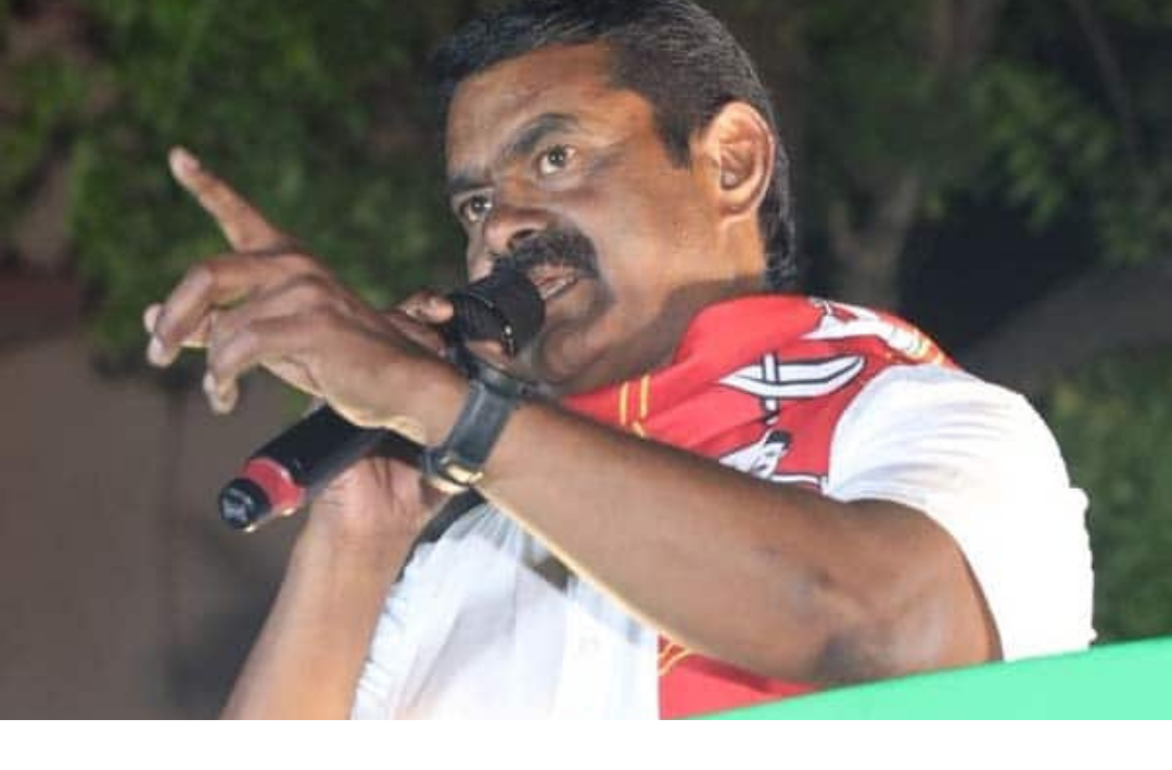 திருப்பூர் தேர்தல் பிரசாரத்தில் உரையாற்றும் சீமான் மற்றும் கூட்டம்