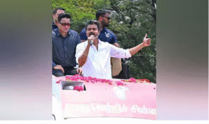 புதுச்சேரியில் தேர்தல் பிரசாரத்தில் கூட்டணிகளை விமர்சித்து பேசும் விஜய்