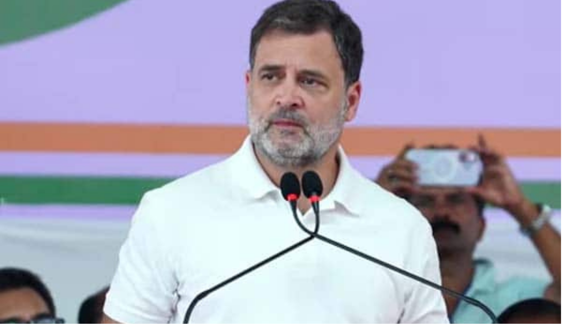 புதுச்சேரியில் தேர்தல் பிரசார கூட்டத்தில் உரையாற்றும் ராகுல் காந்தி