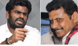 கோவையில் செய்தியாளர்களிடம் பேசி வரும் அண்ணாமலை