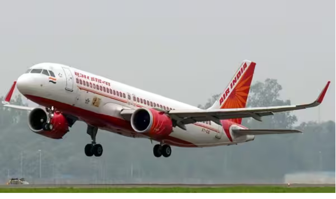 ஏர் இந்தியா விமானம் புறப்படும் காட்சி மற்றும் பயணிகள் டிக்கெட் கவுண்டர்