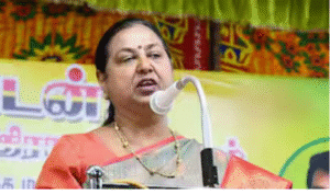 பிரசார மேடையில் பேசும் பிரேமலதா விஜயகாந்த் மற்றும் சவ ஊர்வலம் செல்லும் காட்சி