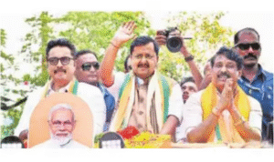 சாத்தூரில் ரோடு ஷோவில் பங்கேற்று பேசும் பா.ஜ. தேசிய தலைவர் நிதின் நபின்