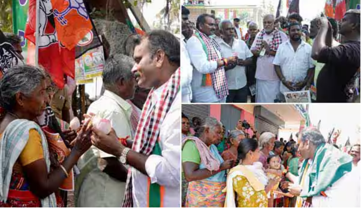 அவிநாசி தொகுதியில் மக்களுடன் கலந்துரையாடும் எல்.முருகன்