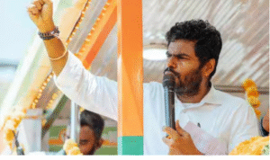 கோவையில் தேர்தல் பிரசாரத்தில் பேசும் அண்ணாமலை