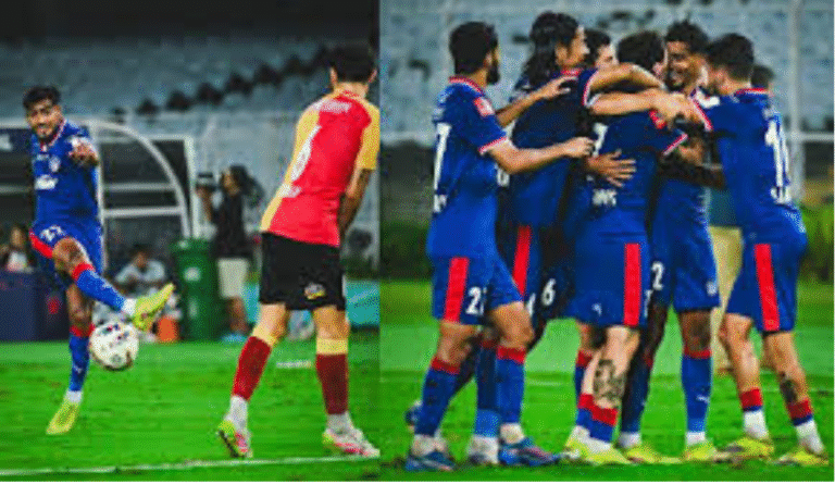 பெங்களூரு vs ஈஸ்ட் பெங்கால் ஐ.எஸ்.எல். போட்டியில் கோல் அடிக்கும் காட்சிகள்