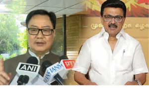 செய்தியாளர் சந்திப்பில் தொகுதி மறுவரையறை குறித்து பேசும் மத்திய மந்திரி கிரண் ரிஜிஜூ