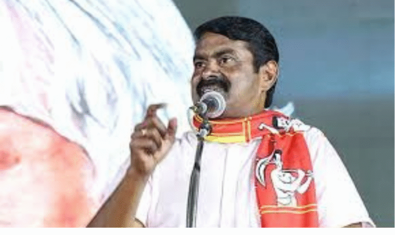 சென்னை புதுப்பேட்டையில் தேர்தல் பிரசாரத்தில் பேசும் சீமான் மற்றும் கூட்டம்
