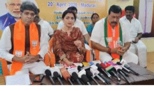 மதுரையில் செய்தியாளர் சந்திப்பில் பேசும் குஷ்பு சுந்தர்