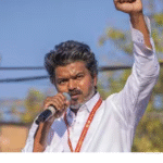 வாக்காளர்களுக்கு உரையாற்றும் விஜய் மற்றும் அவரது கடித அறிவிப்பு காட்சி