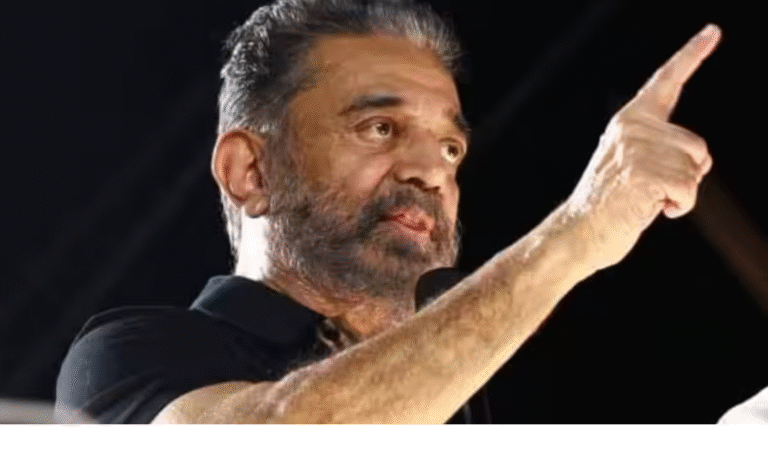 திருச்சியில் தேர்தல் பிரசாரத்தில் உரையாற்றும் கமல்ஹாசன் மற்றும் கூட்டம்